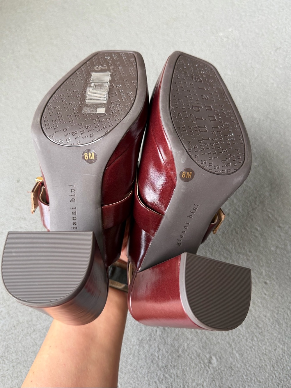 Gianni Bini Maroon Leather Sonata Slingback Mary Jane Pump 8M Chunky NWOB - Picture 13 of 13